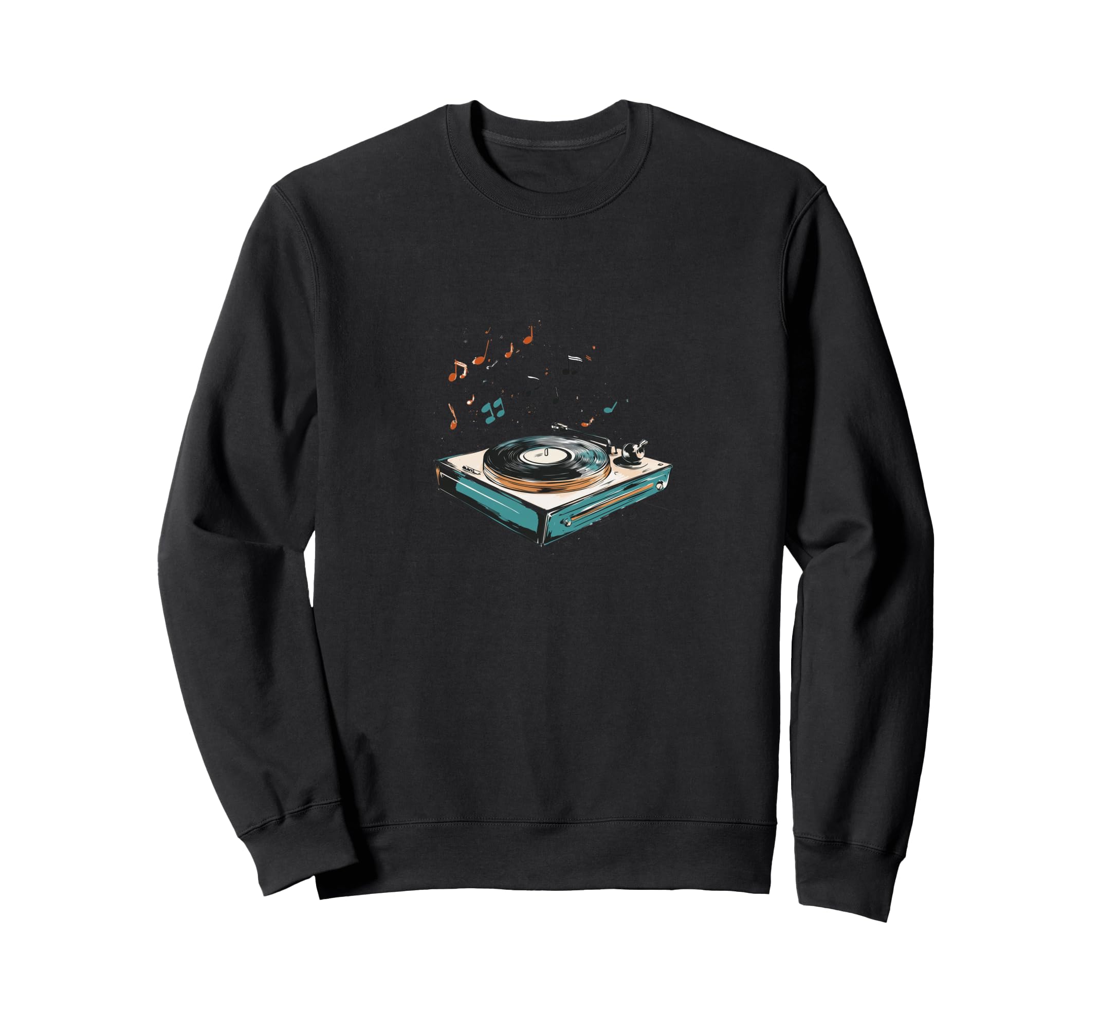Vinyl Record Player Musical Notes Sweatshirt - Aesthetic Graphic Unisex - T-Shirt, Sweatshirt, Hoodie