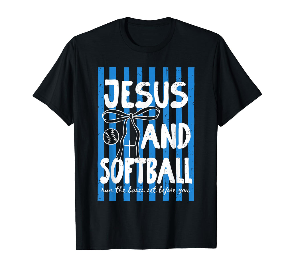Jesus And Softball Game Day Softball T-Shirt - Unique Graphic Men Women - T-Shirt, Sweatshirt, Hoodie