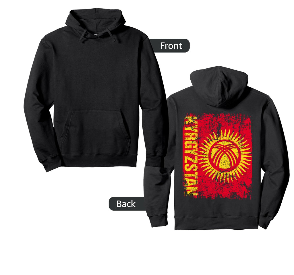 Kyrgyzstan Flag Distressed Kyrgyzstan Hoodie - Minimalist Print Men Women - T-Shirt, Sweatshirt, Hoodie