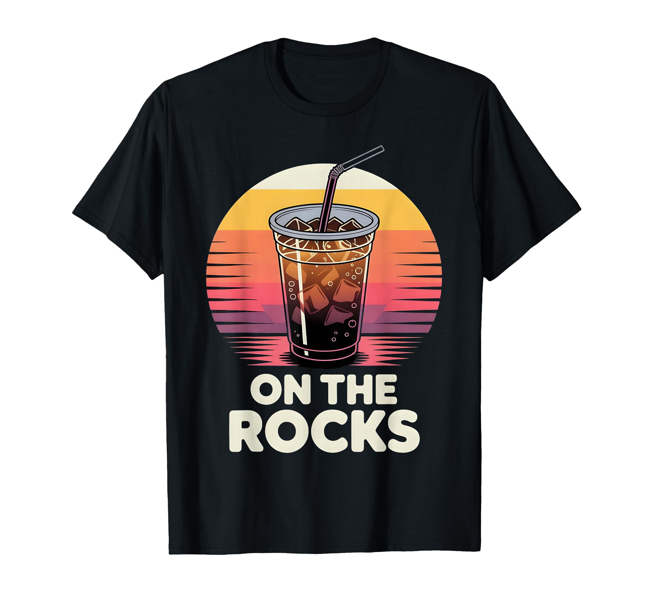Iced Coffee Rocks Sunset Cold Brew T-Shirt - Custom Art Print Unisex - T-Shirt, Sweatshirt, Hoodie