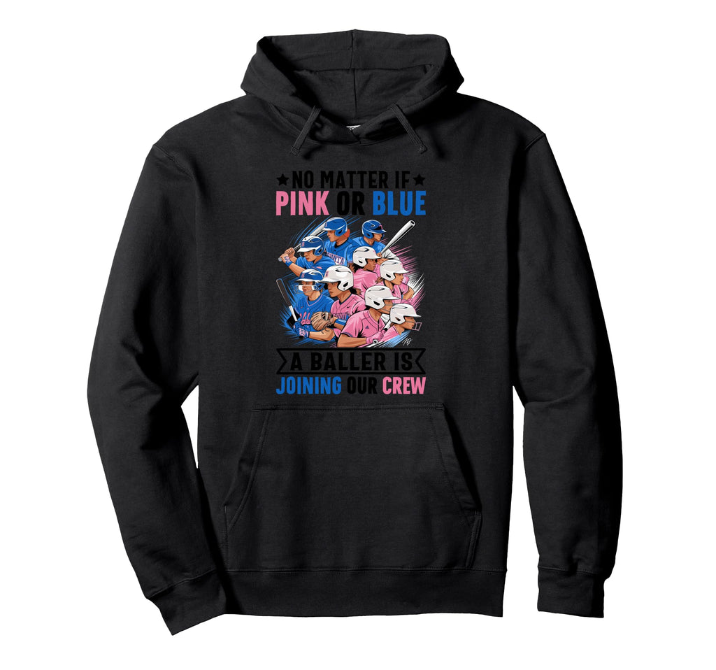 Gender Reveal Party Baseball Player Hoodie - Custom Art Print Unisex - T-Shirt, Sweatshirt, Hoodie