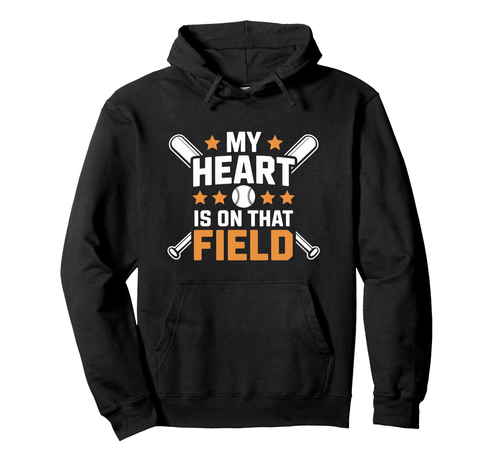 Baseball Lover Mom And Dad My Heart Is Hoodie - Novelty Apparel for Adults - T-Shirt, Sweatshirt, Hoodie