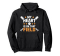 Baseball Lover Mom And Dad My Heart Is Hoodie - Novelty Apparel for Adults - T-Shirt, Sweatshirt, Hoodie