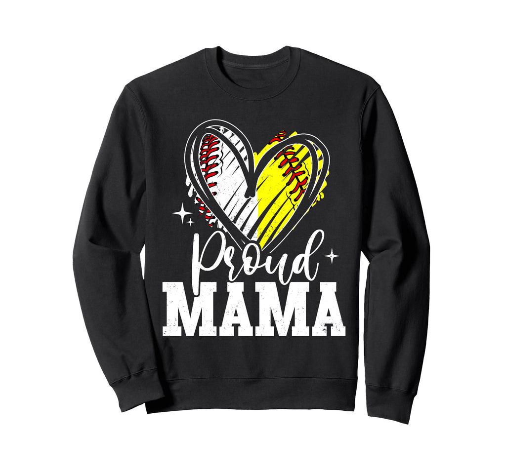 Proud Mama Baseball Softball Sweatshirt - Casual Everyday Wear for Adults - T-Shirt, Sweatshirt, Hoodie