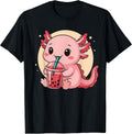 Cute Kawaii Axolotl Drinks Boba Bubble Tea - Adult & Kids T-Shirts, Sweatshirts & Hoodies apparel design preview 1