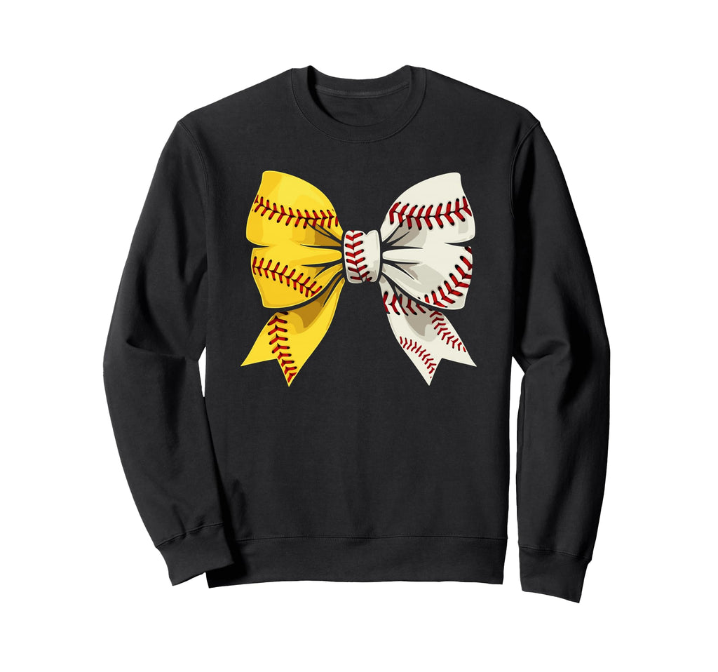 Baseball Softball Coquette Bow Sweatshirt - Trendy Graphic Men Women - T-Shirt, Sweatshirt, Hoodie