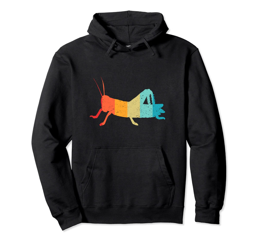 Grasshopper Silhouette 80S Distressed Hoodie - Minimalist Print Men Women - T-Shirt, Sweatshirt, Hoodie