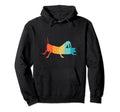 Grasshopper Silhouette 80S Distressed Hoodie - Minimalist Print Men Women - T-Shirt, Sweatshirt, Hoodie