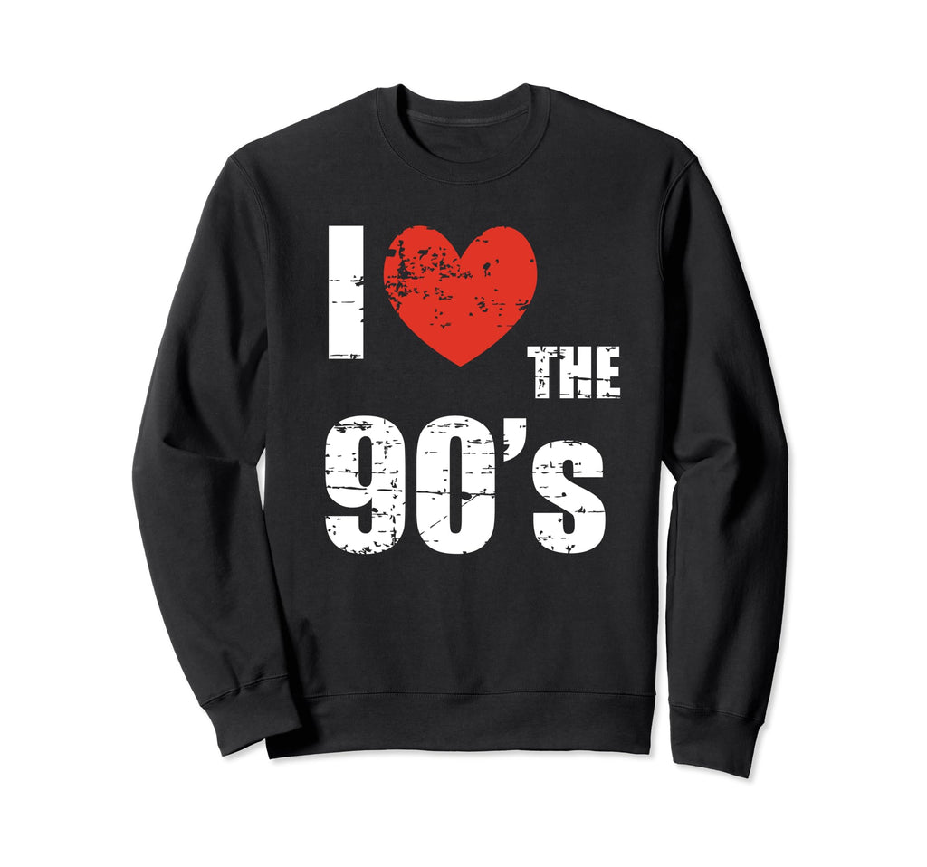 I Love 90S Distressed Heart Party Sweatshirt - Minimalist Print Unisex - T-Shirt, Sweatshirt, Hoodie