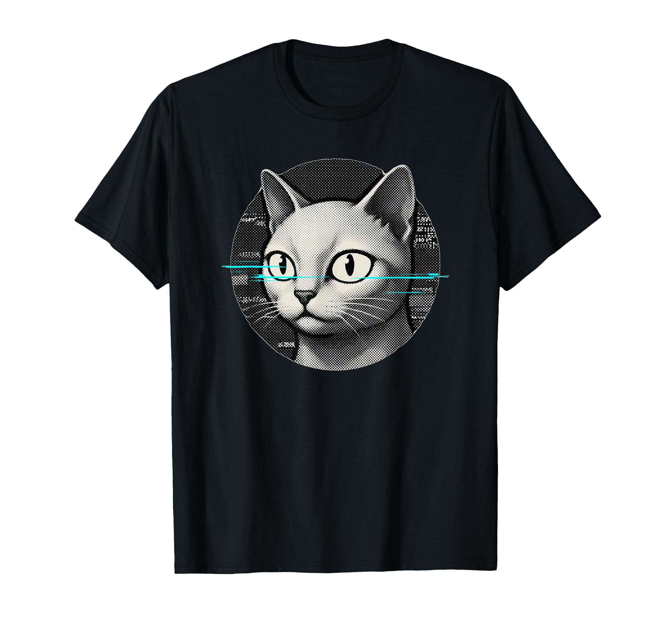 Glitch Cat Face Y2K Cyber Aesthetic T-Shirt - Streetwear Style Men Women - T-Shirt, Sweatshirt, Hoodie