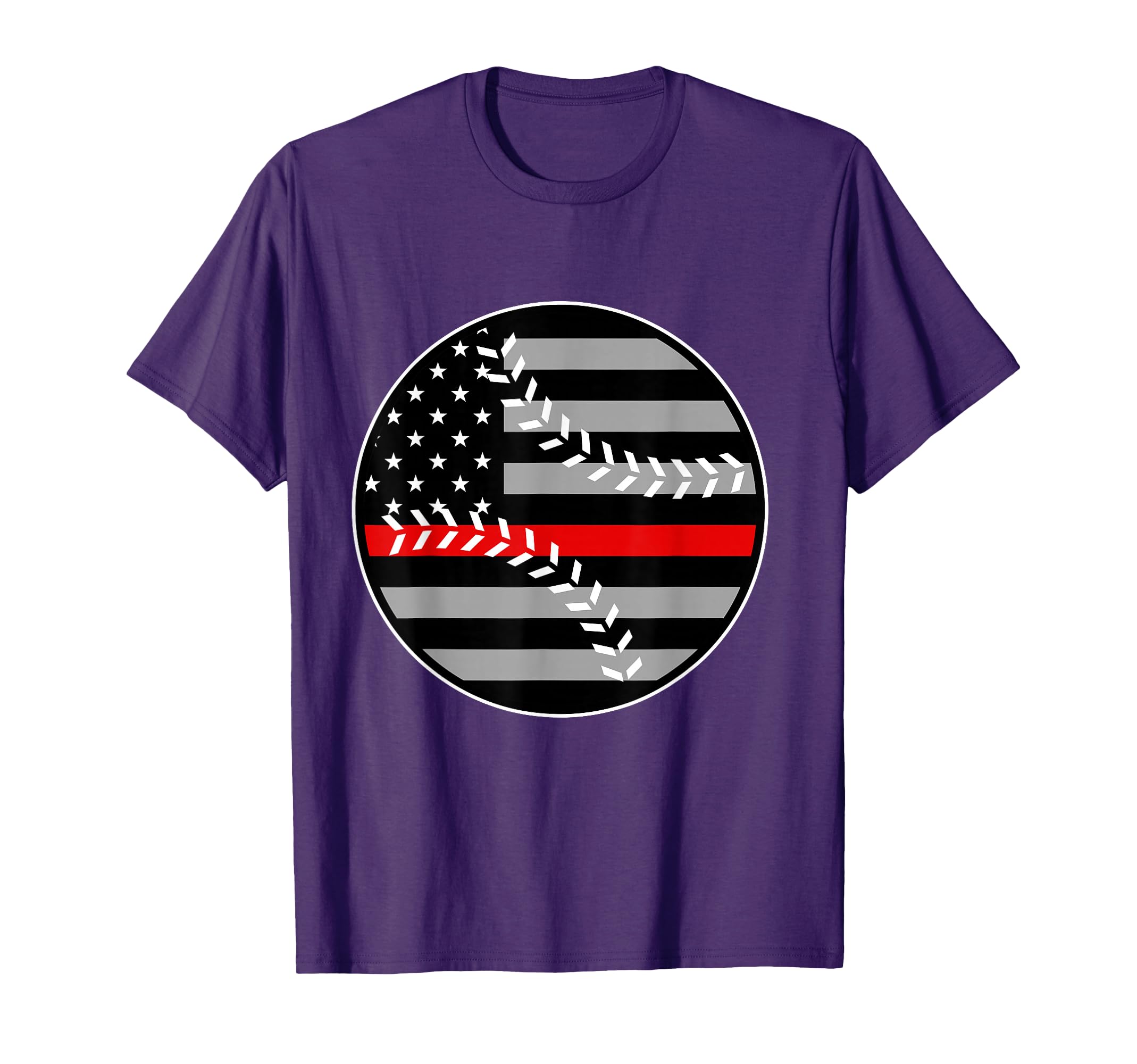 American Flag Red Line Baseball T-Shirt - Aesthetic Graphic Unisex - T-Shirt, Sweatshirt, Hoodie