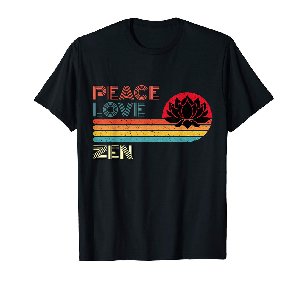 Peace Love Zen Striped Sunset Yoga T-Shirt - Aesthetic Graphic Unisex - T-Shirt, Sweatshirt, Hoodie