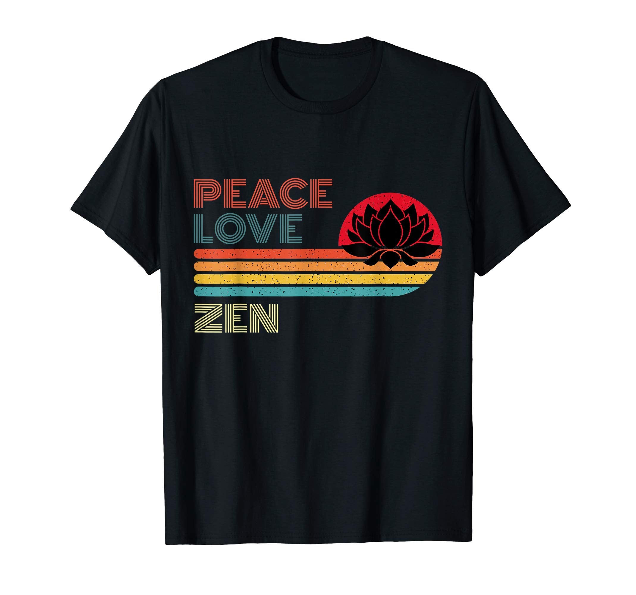 Peace Love Zen Striped Sunset Yoga T-Shirt - Aesthetic Graphic Unisex - T-Shirt, Sweatshirt, Hoodie