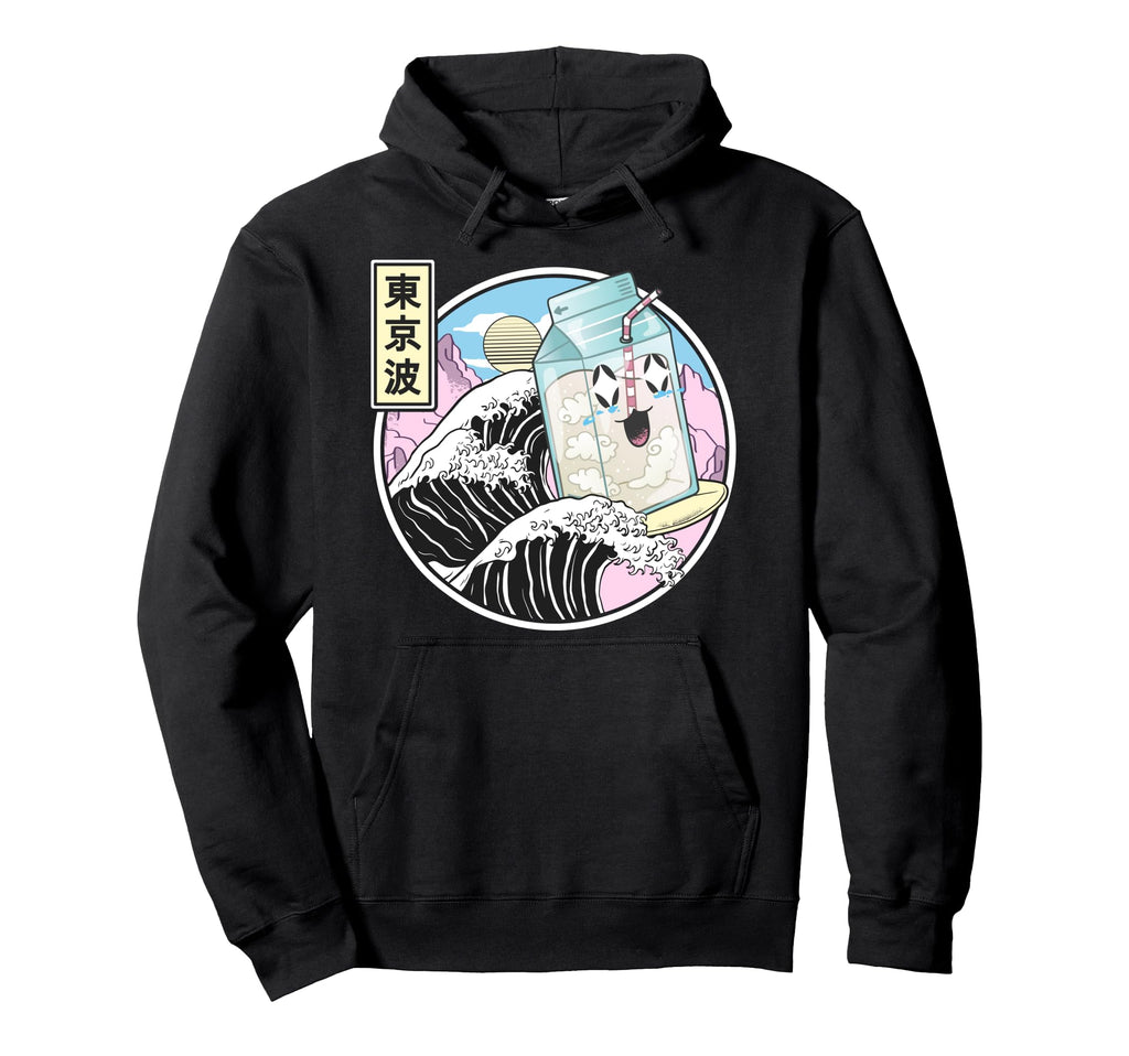 Surfing Milk Carton Kanagawa Wave Hoodie - Aesthetic Graphic Unisex - T-Shirt, Sweatshirt, Hoodie