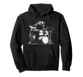 Funny Bear Playing Drums Rock Music Hoodie - Graphic Print for Adults - T-Shirt, Sweatshirt, Hoodie