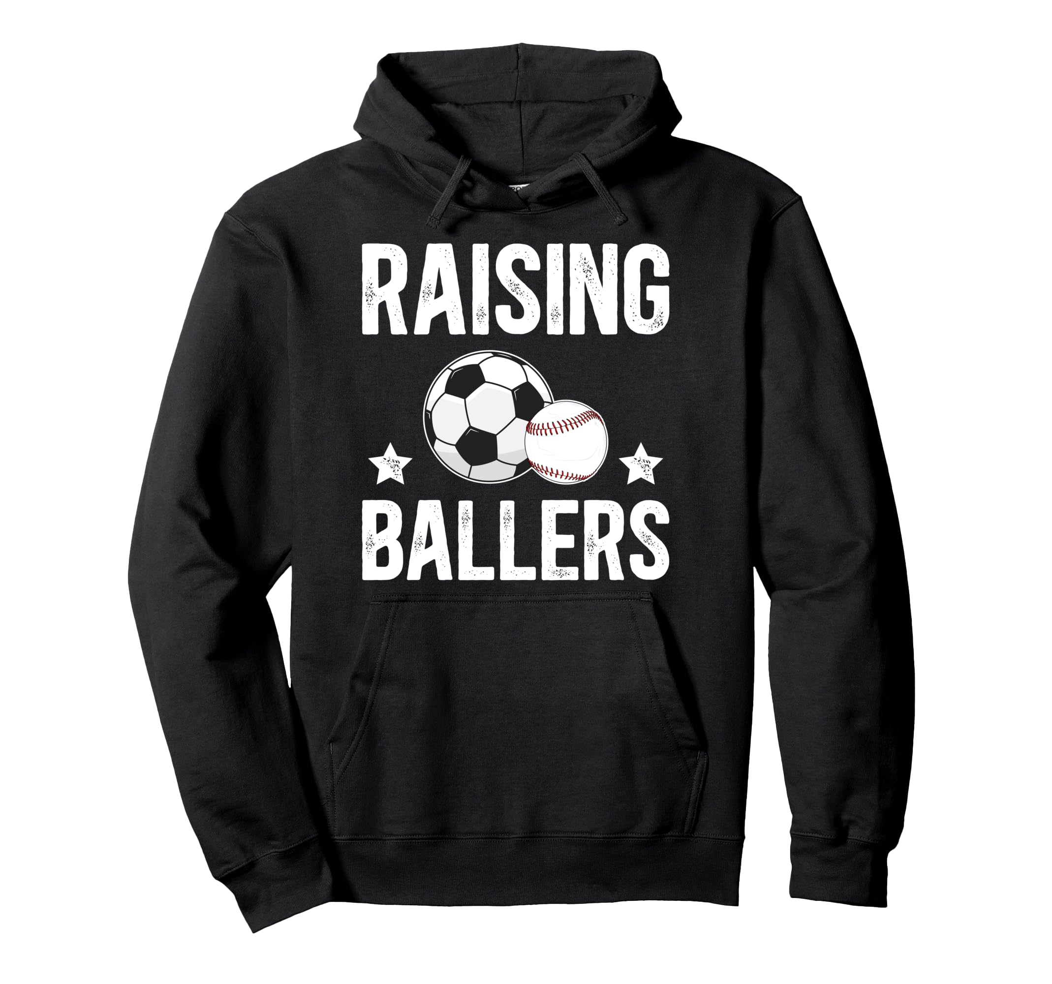 Raising Ballers Soccer Baseball Dad Hoodie - Trendy Graphic for Adults - T-Shirt, Sweatshirt, Hoodie