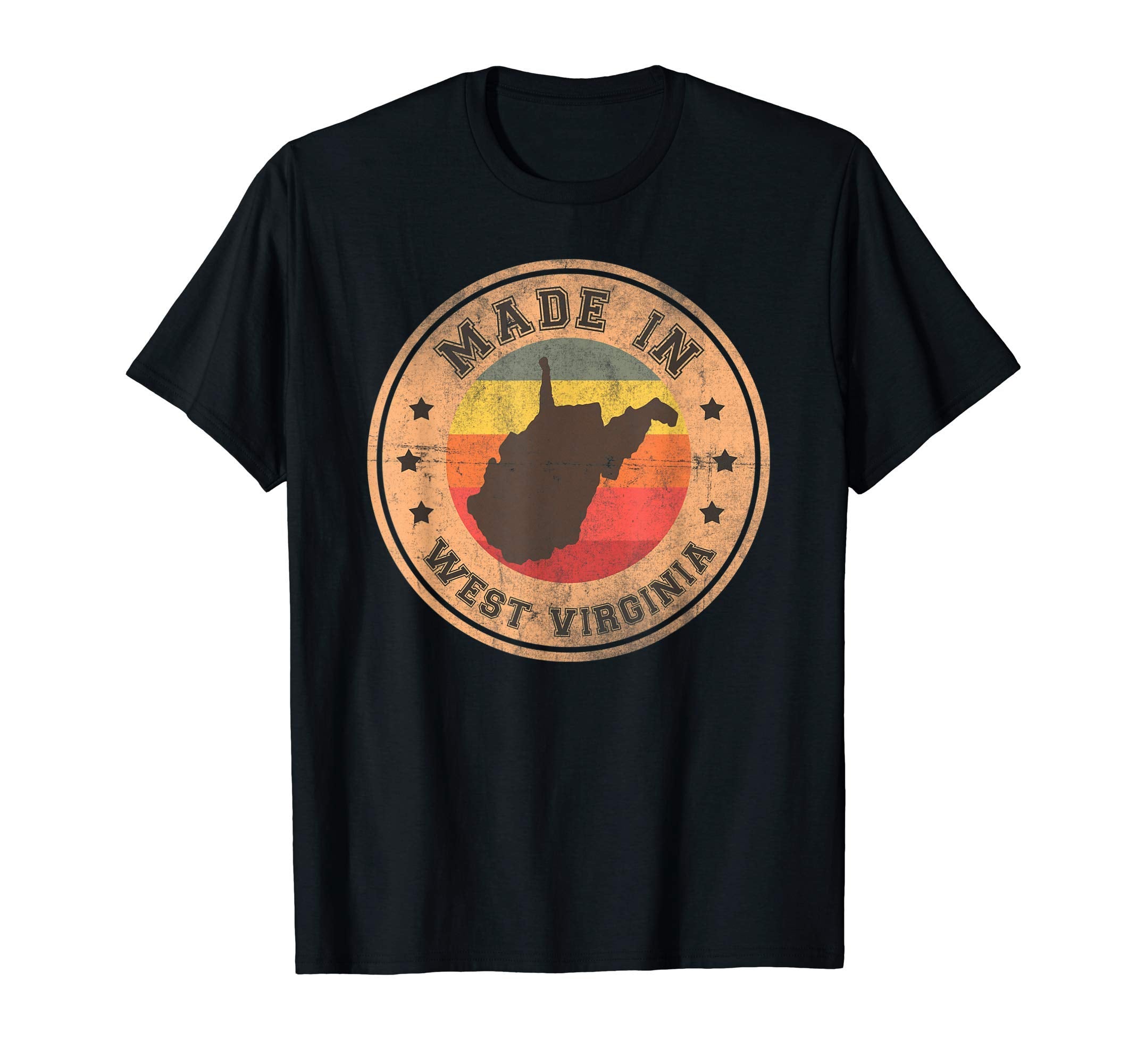 West Virginia Us State Map Stripes T-Shirt - Casual Everyday Wear Men Women - T-Shirt, Sweatshirt, Hoodie