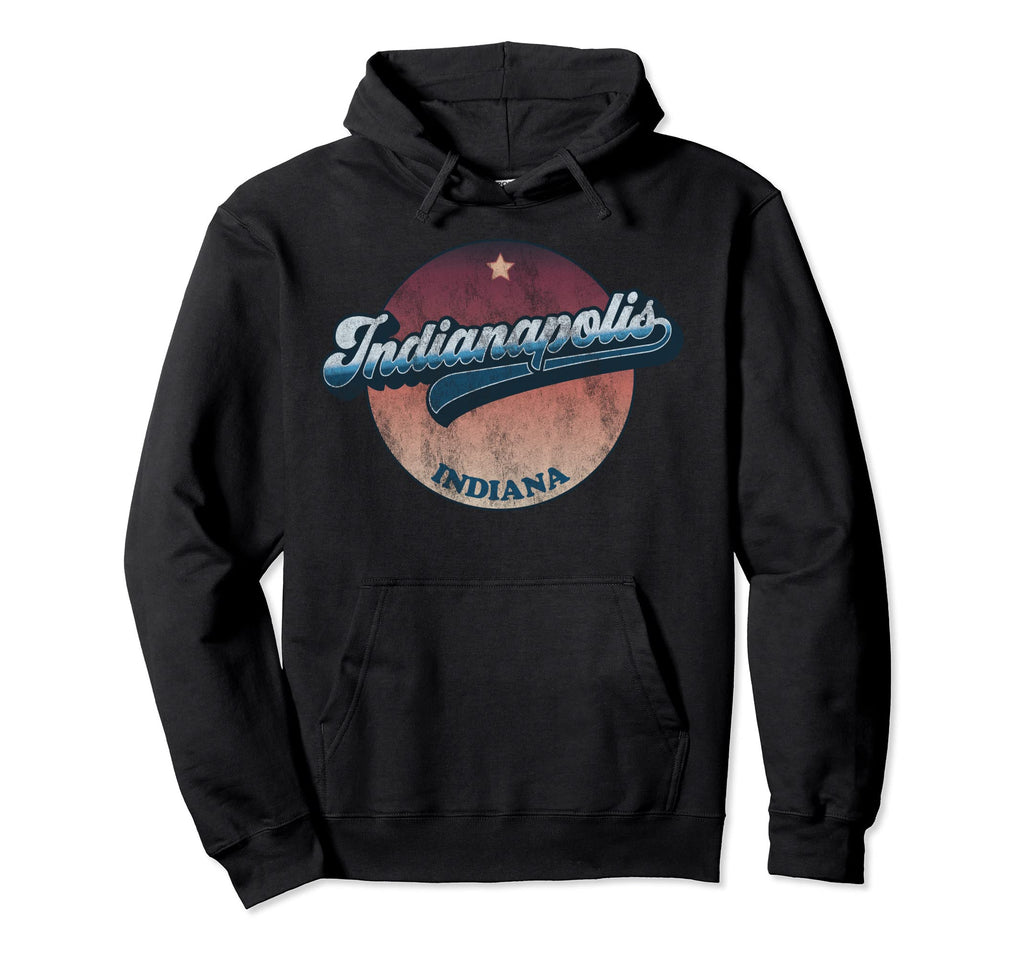 Indianapolis Indiana 70S Distressed Hoodie - Novelty Apparel Men Women - T-Shirt, Sweatshirt, Hoodie