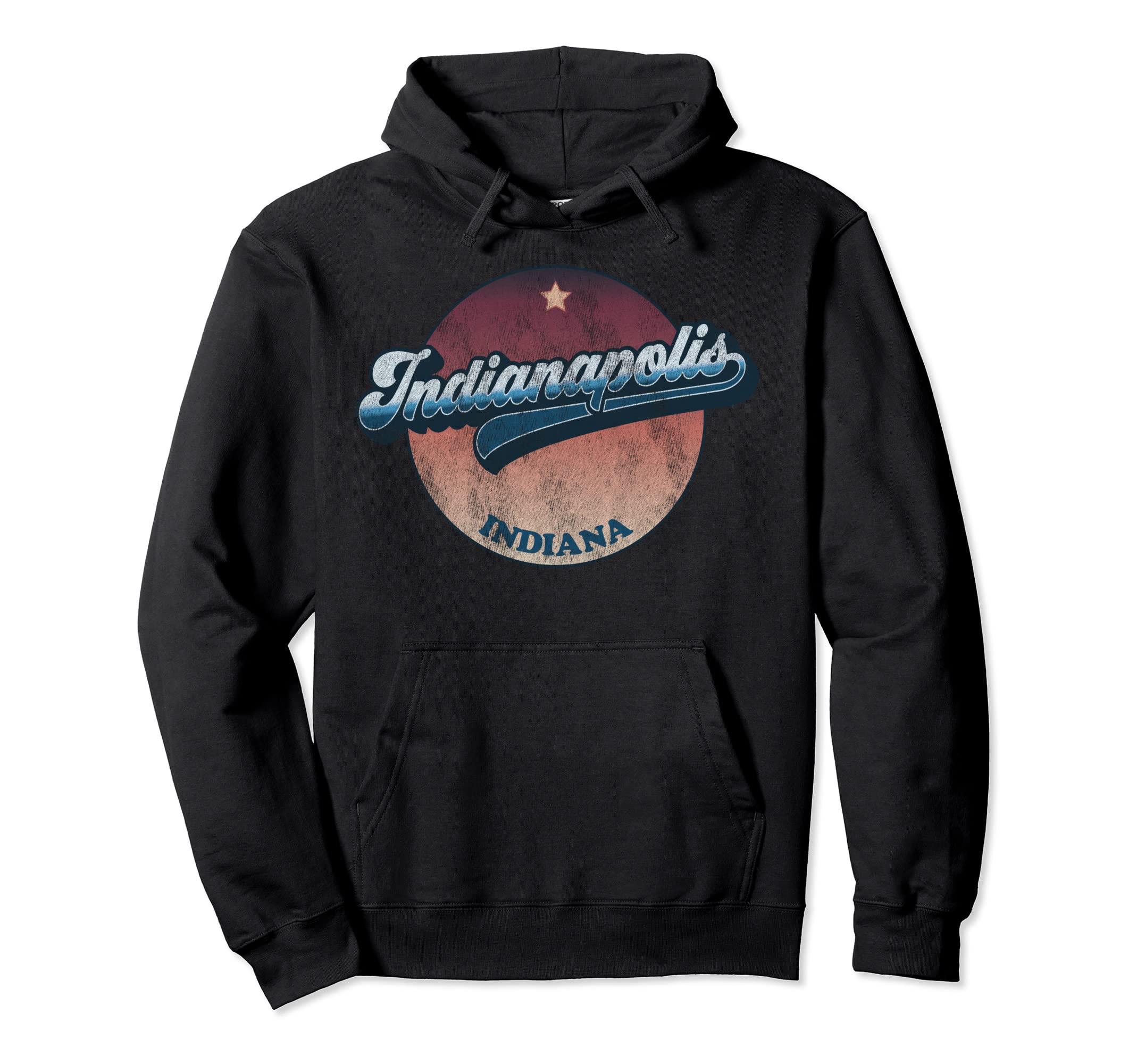 Indianapolis Indiana 70S Distressed Hoodie - Novelty Apparel Men Women - T-Shirt, Sweatshirt, Hoodie