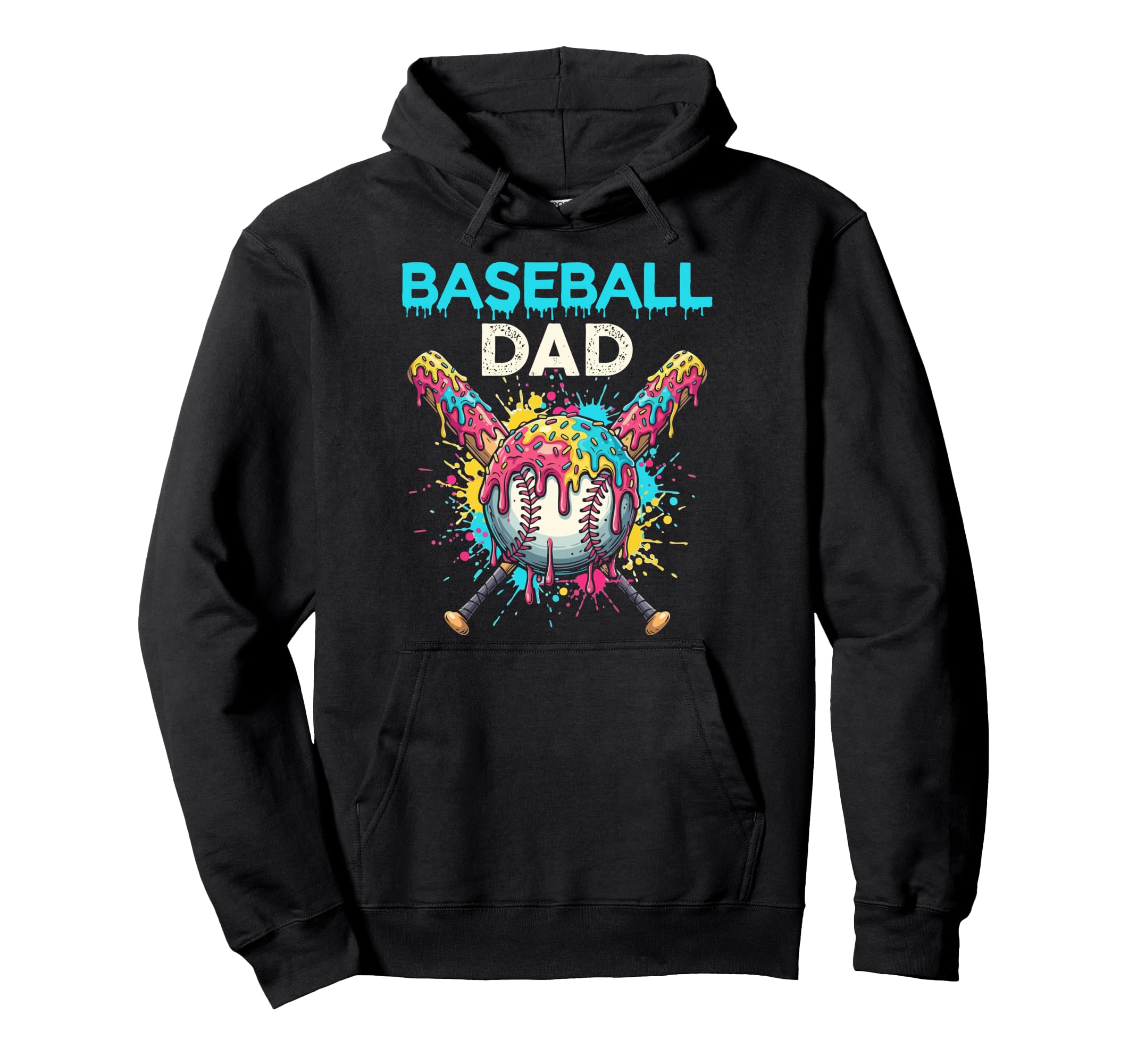 Baseball Dad Ice Cream Drip Crossed Hoodie - Aesthetic Graphic Men Women - T-Shirt, Sweatshirt, Hoodie