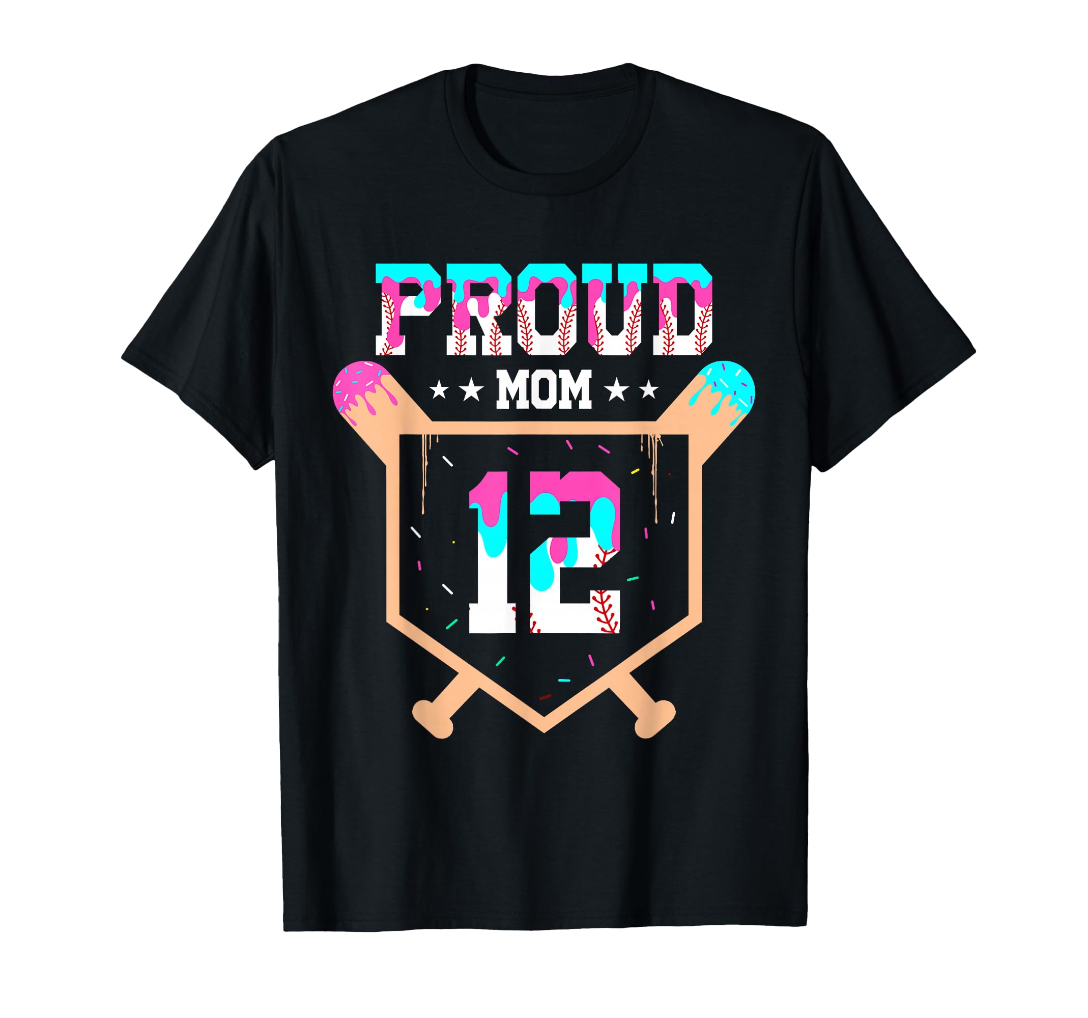 Proud Mom Baseball Player Number 12 T-Shirt - Fun Novelty Design Men Women - T-Shirt, Sweatshirt, Hoodie