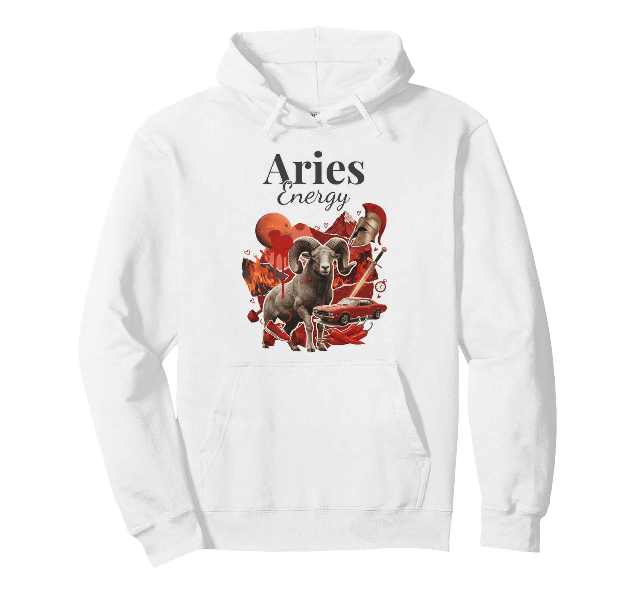Aries Energy Zodiac Birthday Y2K Hoodie - Aesthetic Graphic for Adults - T-Shirt, Sweatshirt, Hoodie
