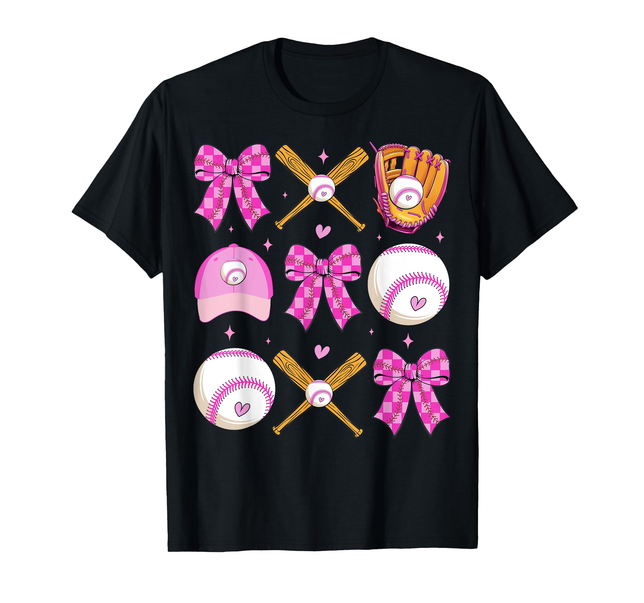 Checkered Mama Bow Baseball Mom Game T-Shirt - Minimalist Print Men Women - T-Shirt, Sweatshirt, Hoodie