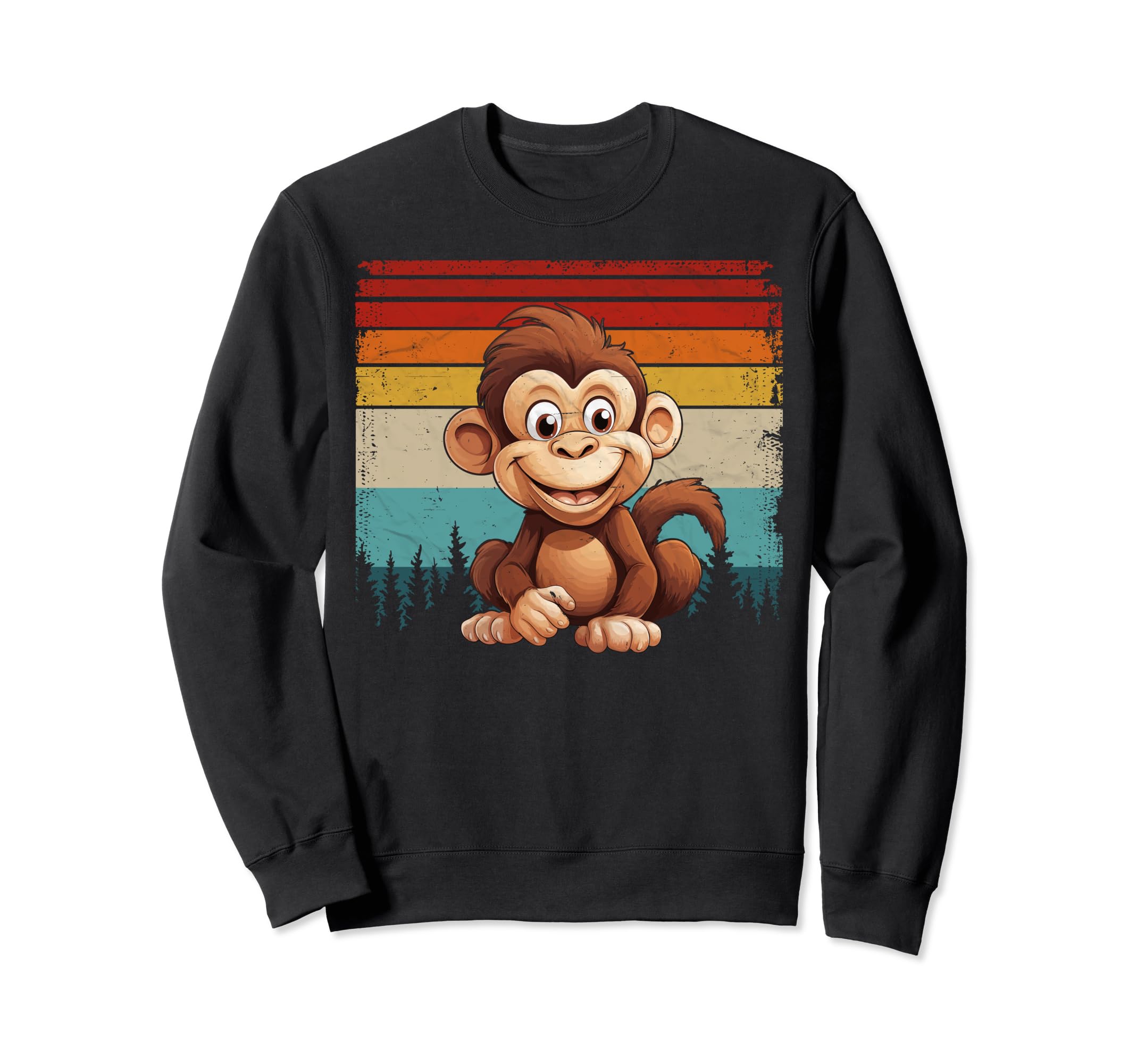 Monkey Distressed Monkey Sweatshirt - Fun Novelty Design for Adults - T-Shirt, Sweatshirt, Hoodie