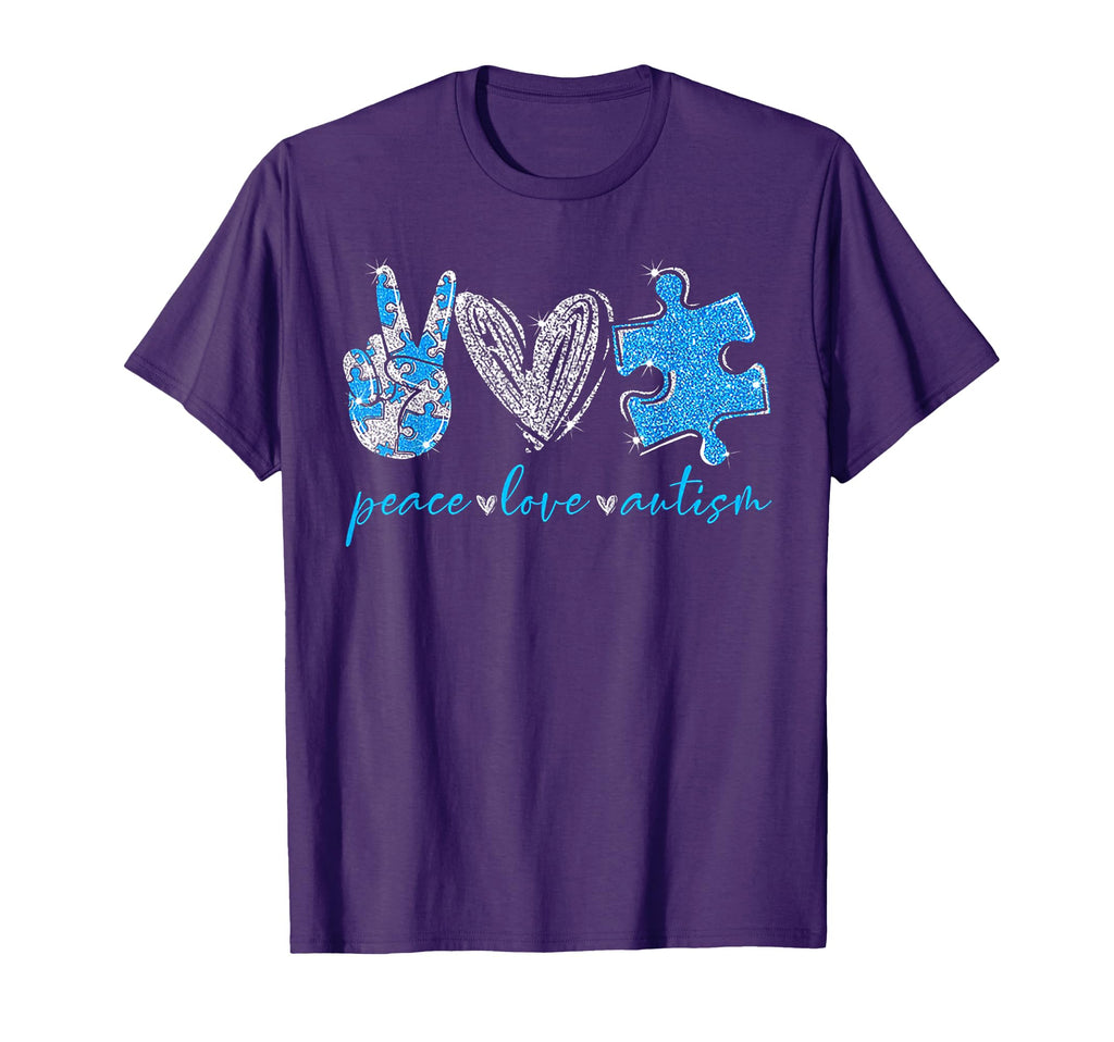 Peace Love Puzzle Ribbon Autism T-Shirt - Fun Novelty Design Unisex - T-Shirt, Sweatshirt, Hoodie