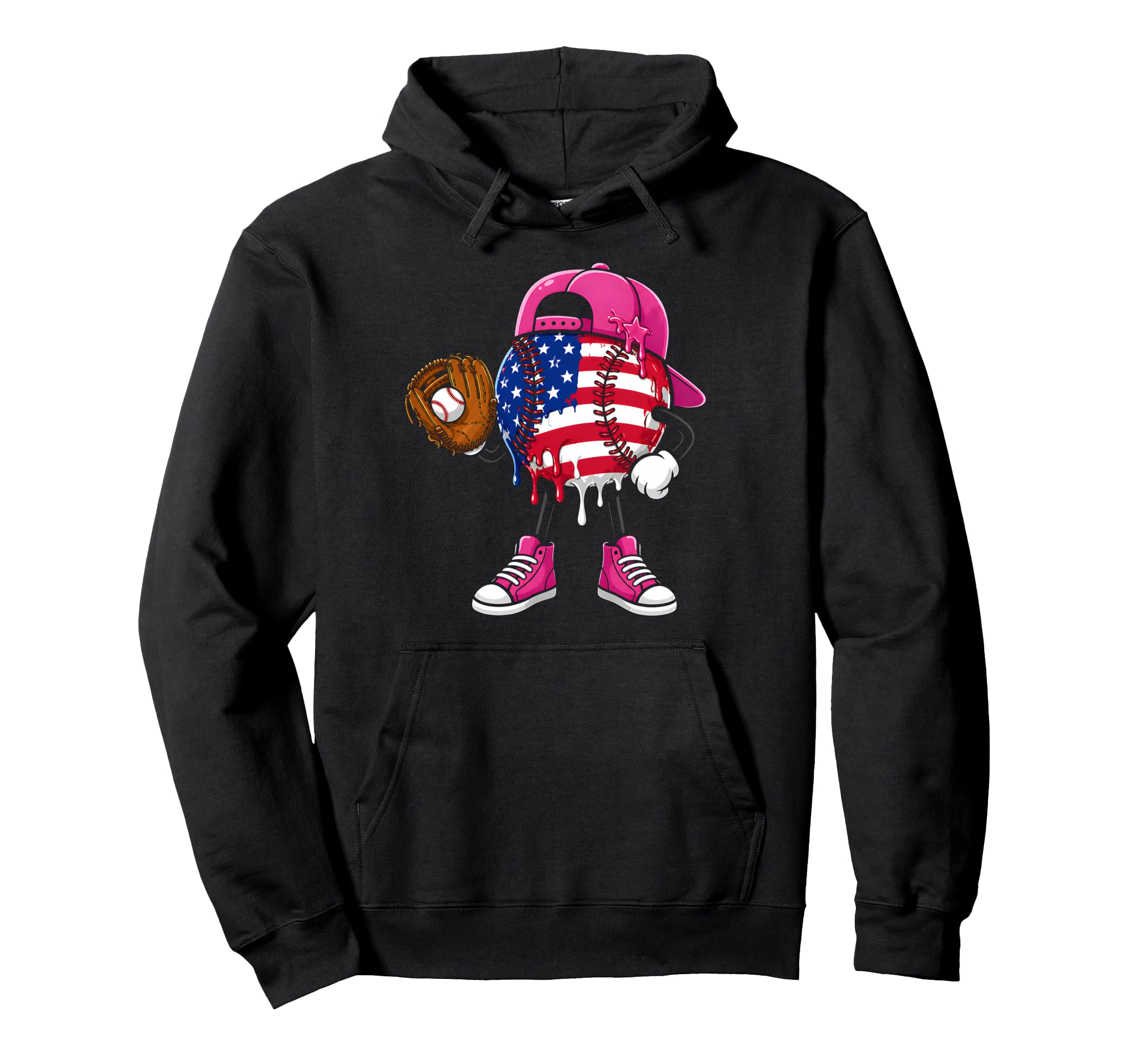 Baseball Ice Cream Drip Catcher Hoodie - Novelty Apparel for Adults - T-Shirt, Sweatshirt, Hoodie