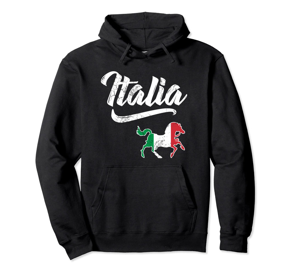Italia Flag Horse Italian Italy Distressed Hoodie - Graphic Print Unisex - T-Shirt, Sweatshirt, Hoodie