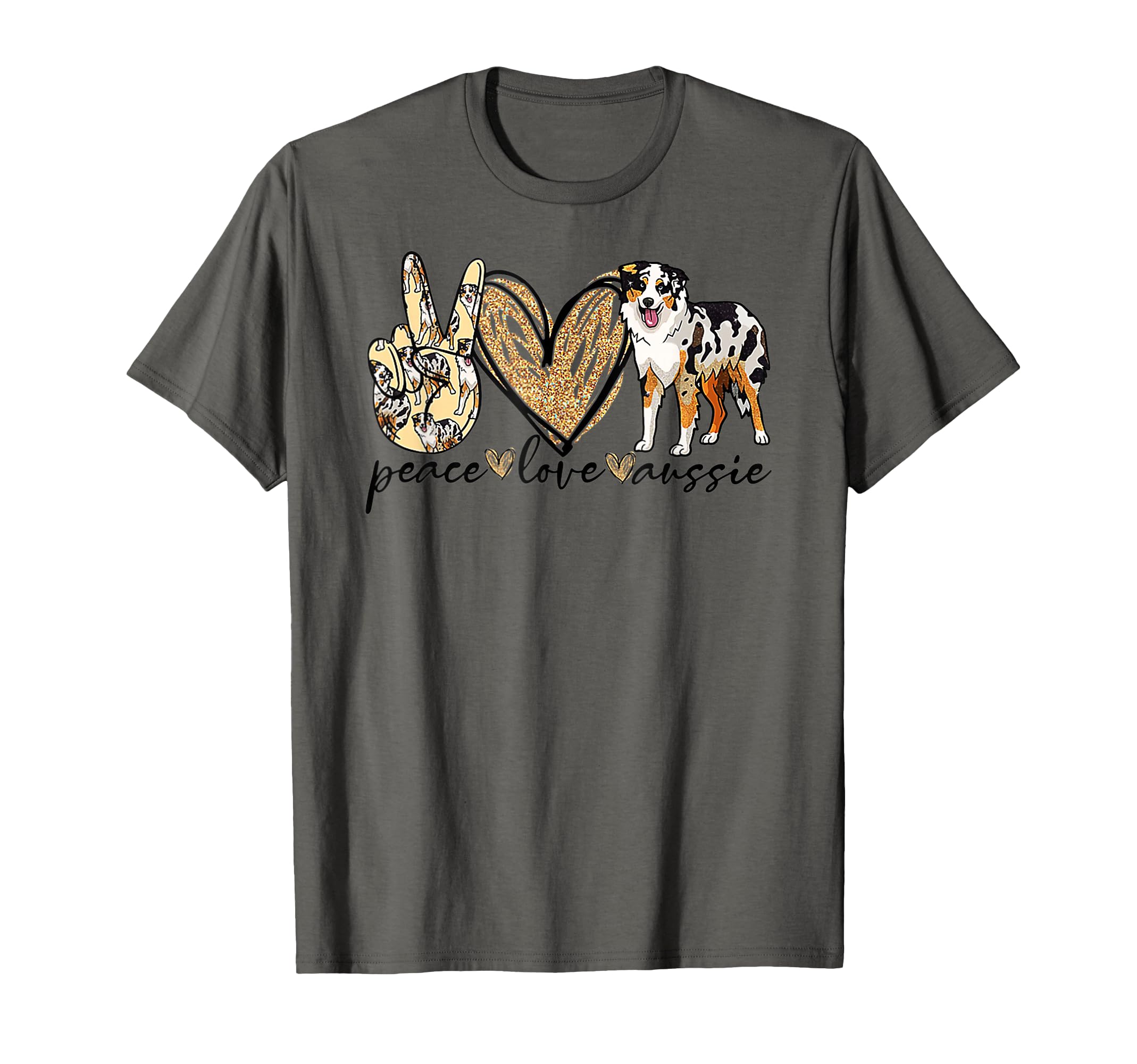 Peace Love Aussie Funny Aussie Mom Dog T-Shirt - Graphic Print for Adults - T-Shirt, Sweatshirt, Hoodie