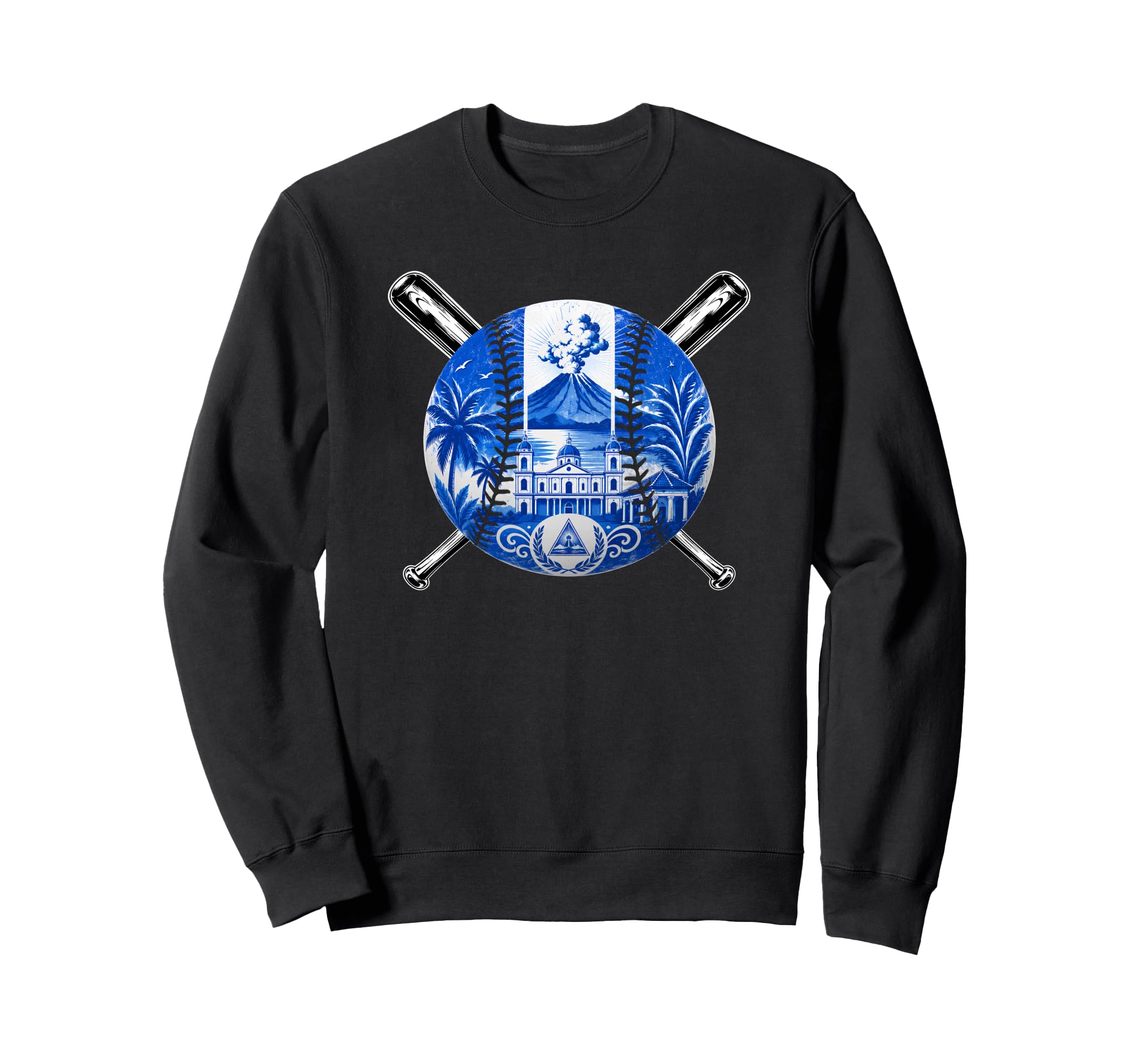 Nicaragua Baseball Flag Colors Proud Sweatshirt - Unique Graphic Unisex - T-Shirt, Sweatshirt, Hoodie