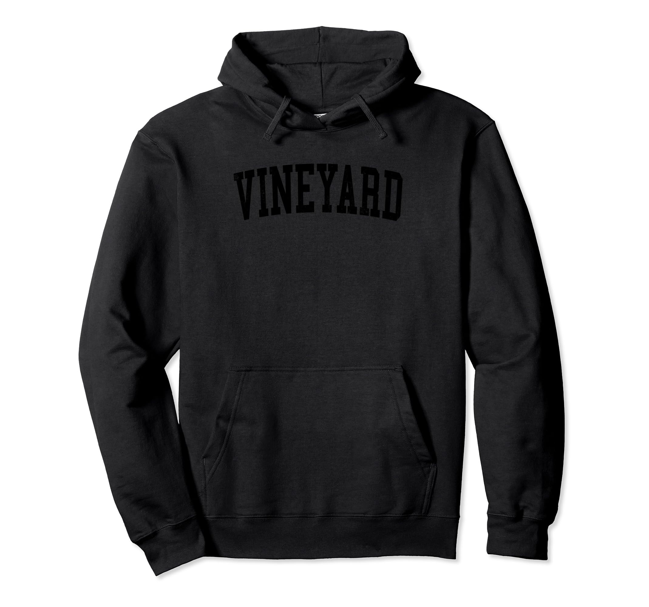 Vineyard Ca Distressed Black Varsity Hoodie - Graphic Print Unisex - T-Shirt, Sweatshirt, Hoodie