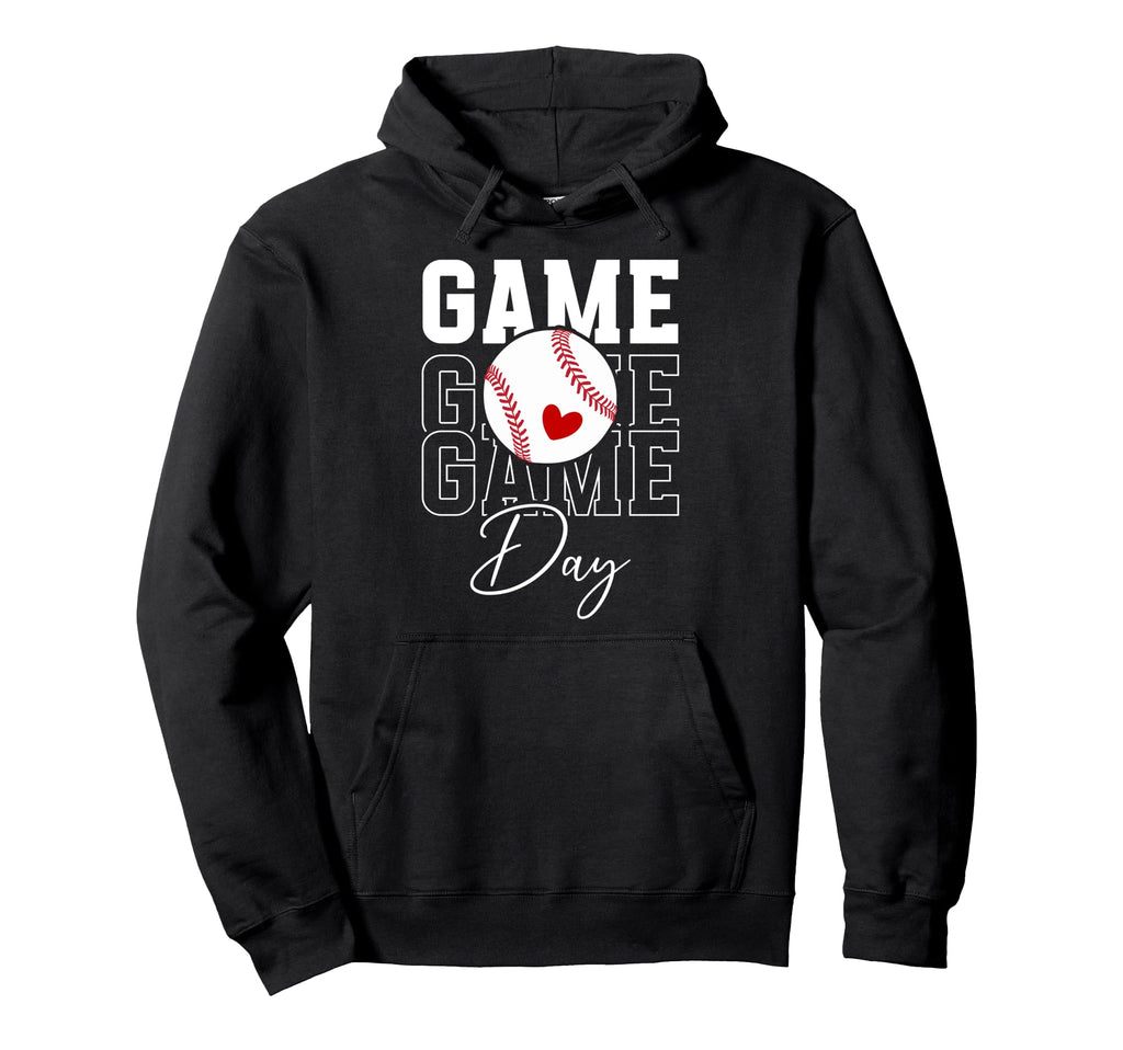 Game Day Baseball Game Day Heart Hoodie - Novelty Apparel Men Women - T-Shirt, Sweatshirt, Hoodie