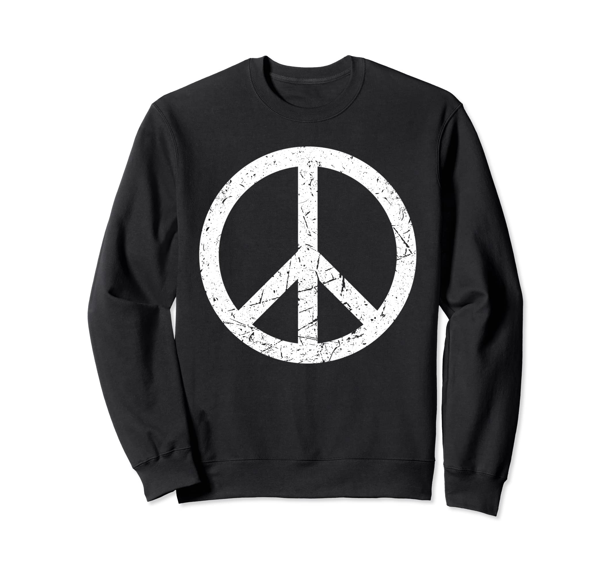 Peace Sign White Distressed Sweatshirt - Fun Novelty Design for Adults - T-Shirt, Sweatshirt, Hoodie