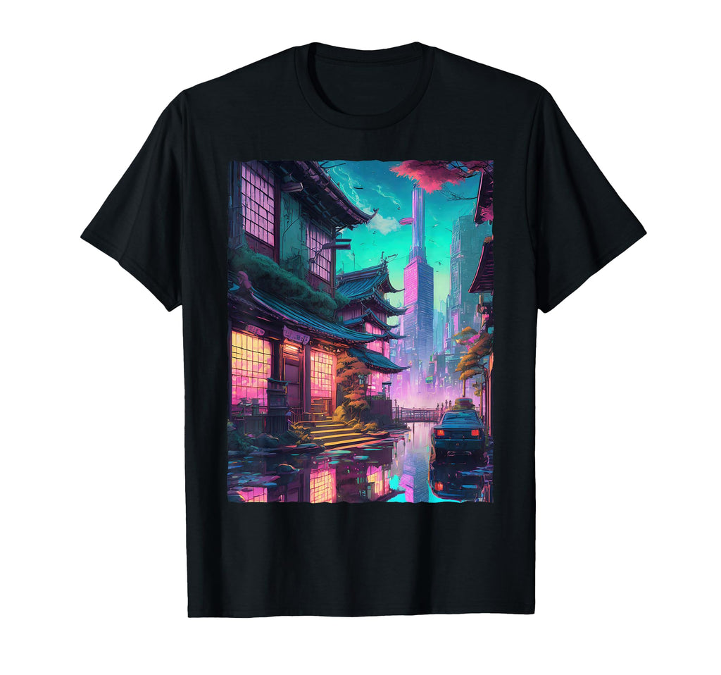 Japanese Vaporwave Synthwave Tokyo City T-Shirt - Custom Art Print Unisex - T-Shirt, Sweatshirt, Hoodie