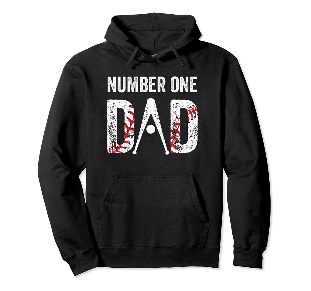 Number One Baseball Dad Fathers Day Hoodie - Novelty Apparel for Adults - T-Shirt, Sweatshirt, Hoodie