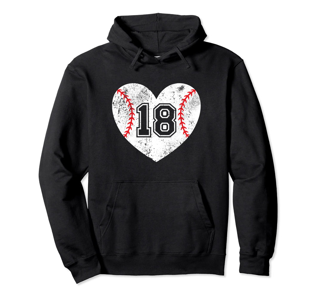Baseball Heart Player 18 Baseball Mom Hoodie - Novelty Apparel for Adults - T-Shirt, Sweatshirt, Hoodie