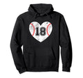 Baseball Heart Player 18 Baseball Mom Hoodie - Novelty Apparel for Adults - T-Shirt, Sweatshirt, Hoodie
