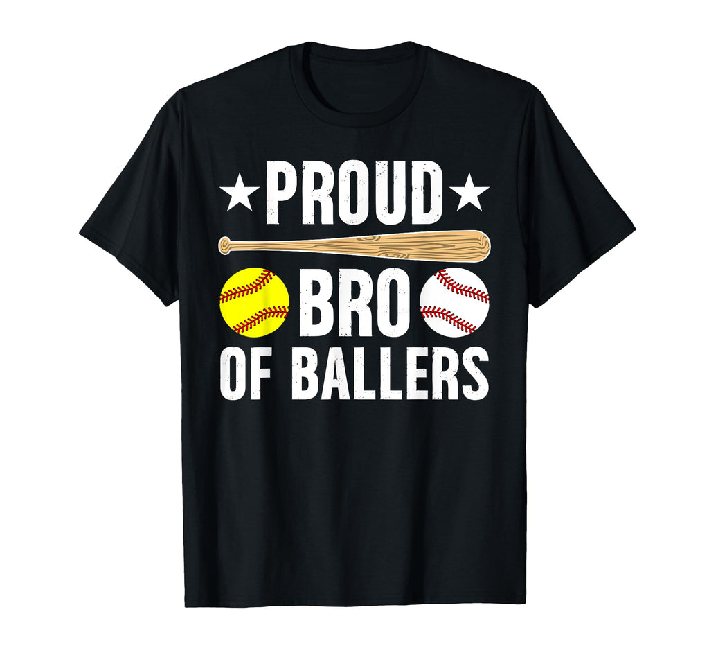 Proud Bro Ballers Baseball Softball T-Shirt - Minimalist Print Men Women - T-Shirt, Sweatshirt, Hoodie