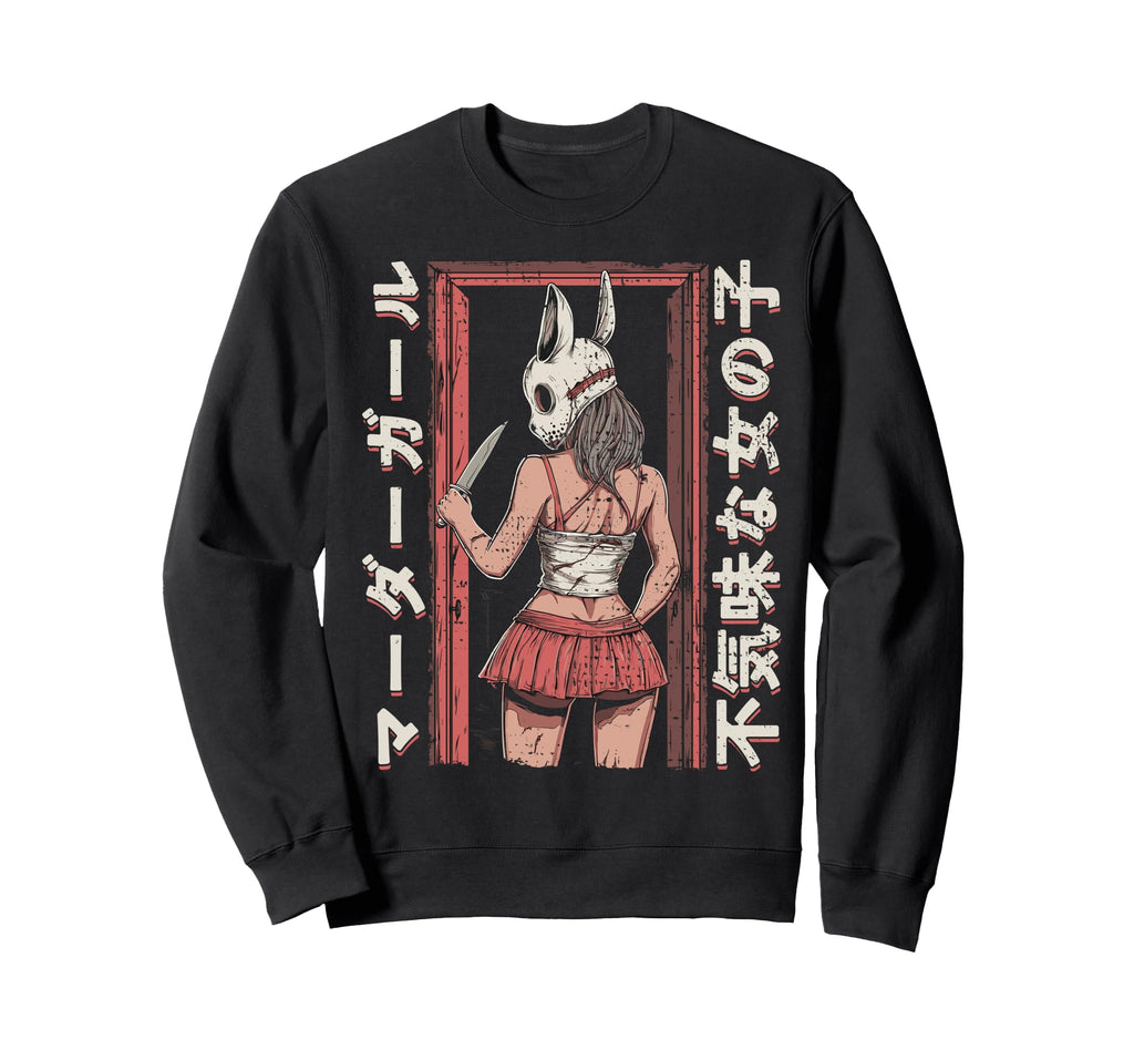 Anime Horror Bunny Aesthetic Soft Sweatshirt - Novelty Apparel for Adults - T-Shirt, Sweatshirt, Hoodie