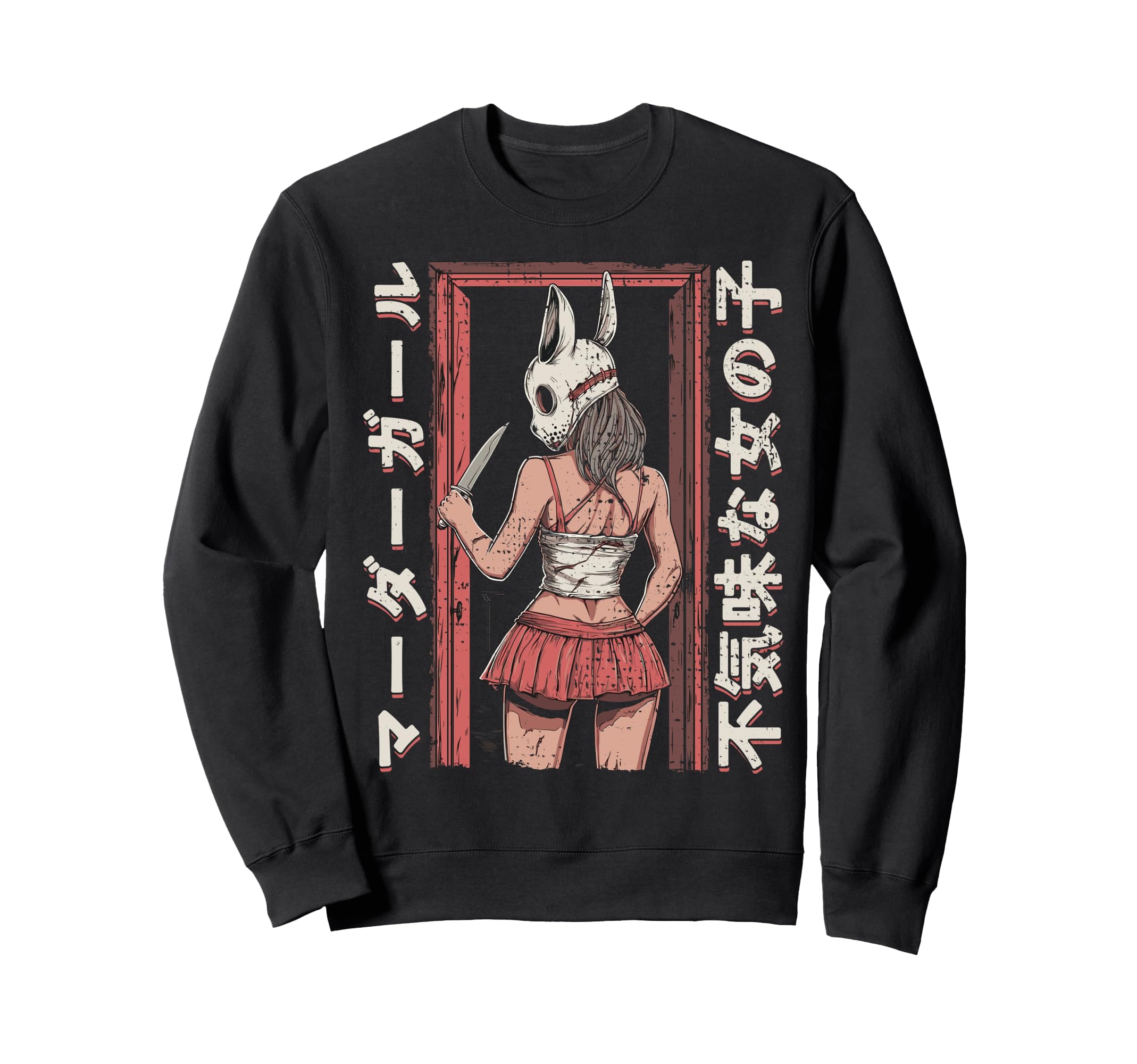 Anime Horror Bunny Aesthetic Soft Sweatshirt - Novelty Apparel for Adults - T-Shirt, Sweatshirt, Hoodie
