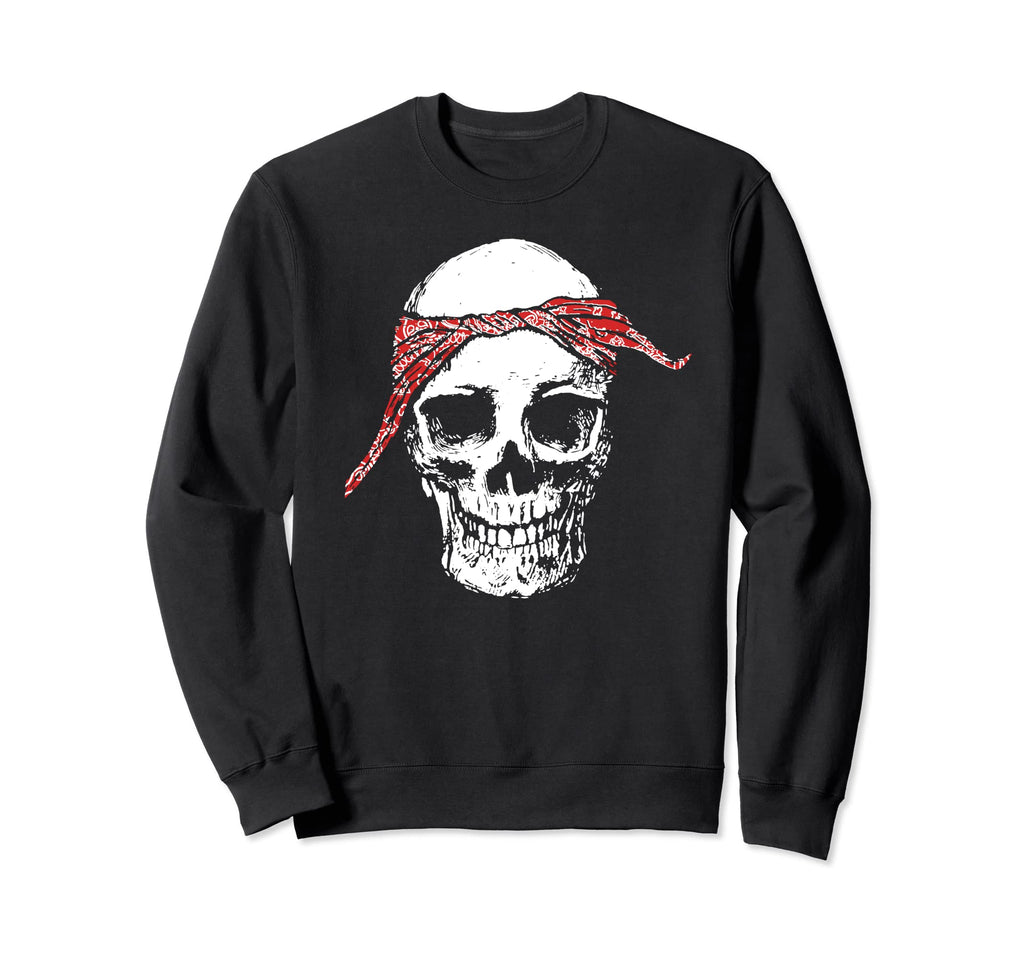 Hiphop Skull Red Do Rag Bandana Sweatshirt - Casual Everyday Wear Unisex - T-Shirt, Sweatshirt, Hoodie