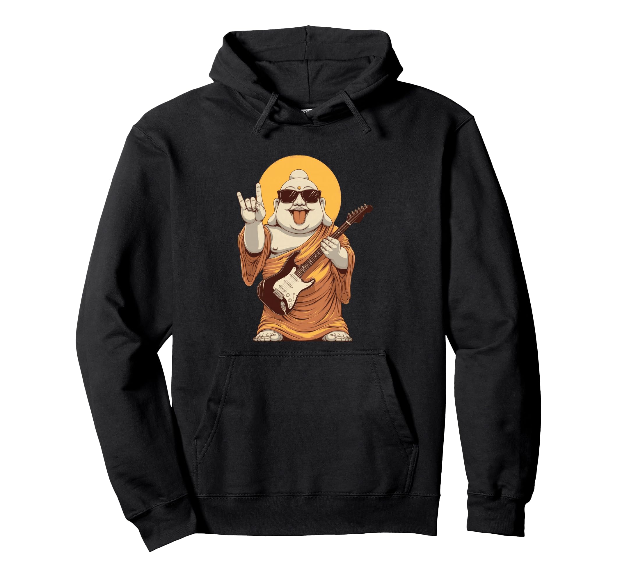 Funny Buddha Guitar Player Rock Music Hoodie - Trendy Graphic Men Women - T-Shirt, Sweatshirt, Hoodie