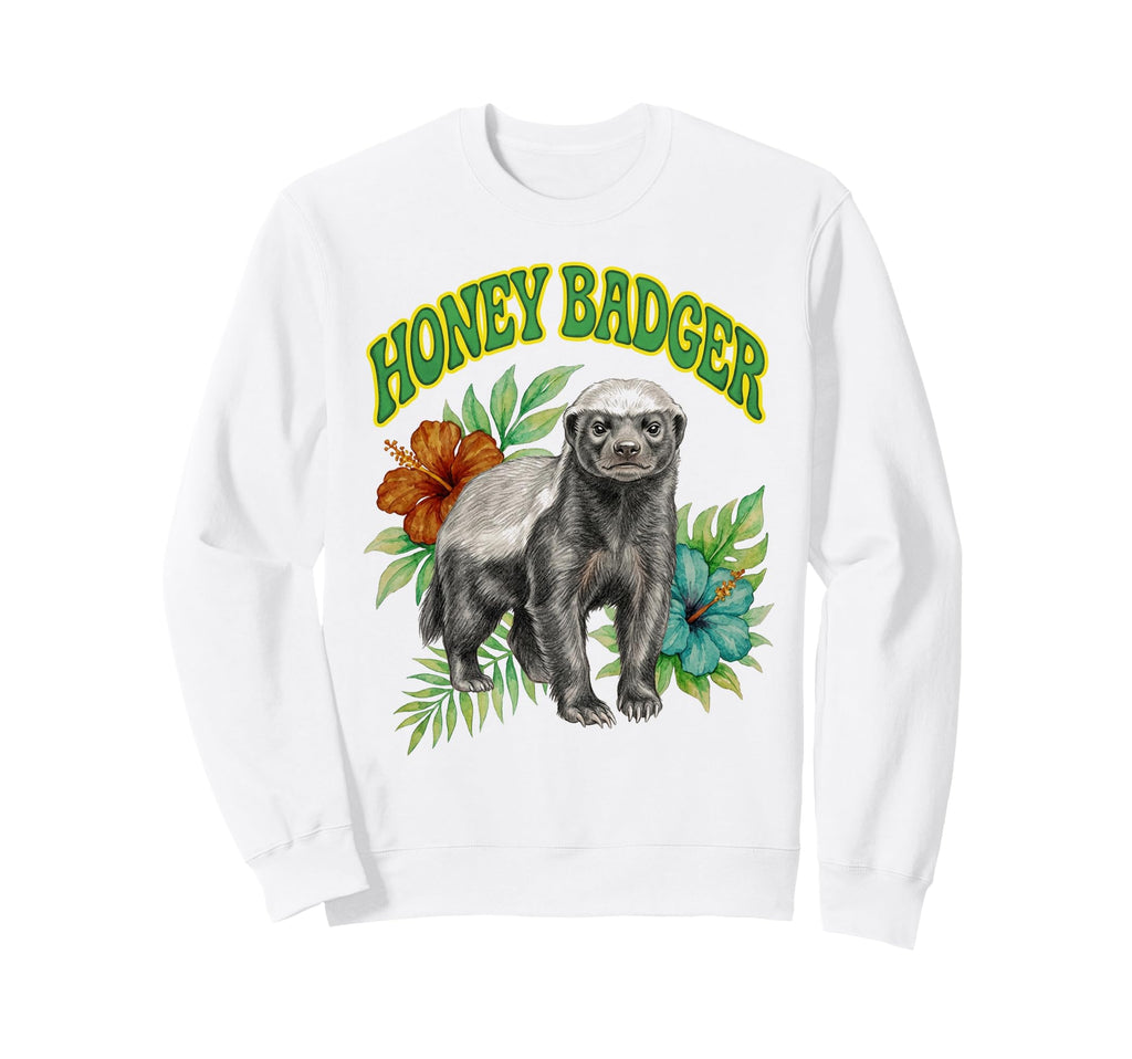 Honey Badger Groovy Floral Sweatshirt - Unique Graphic for Adults - T-Shirt, Sweatshirt, Hoodie