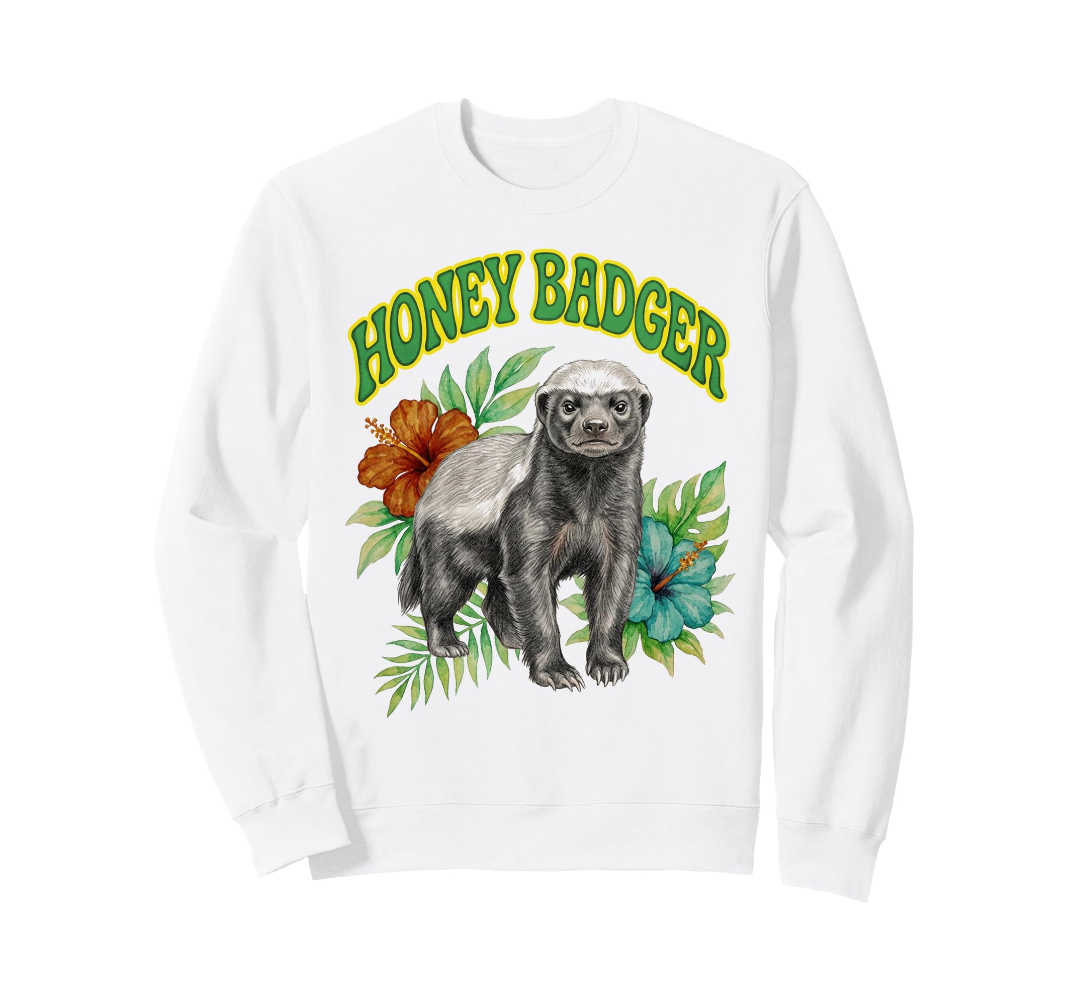 Honey Badger Groovy Floral Sweatshirt - Unique Graphic for Adults - T-Shirt, Sweatshirt, Hoodie