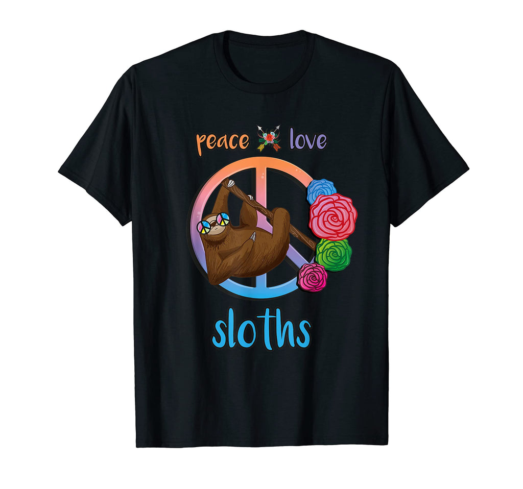 Peace Love Sloths Hippie T-Shirt - Trendy Graphic Unisex - T-Shirt, Sweatshirt, Hoodie