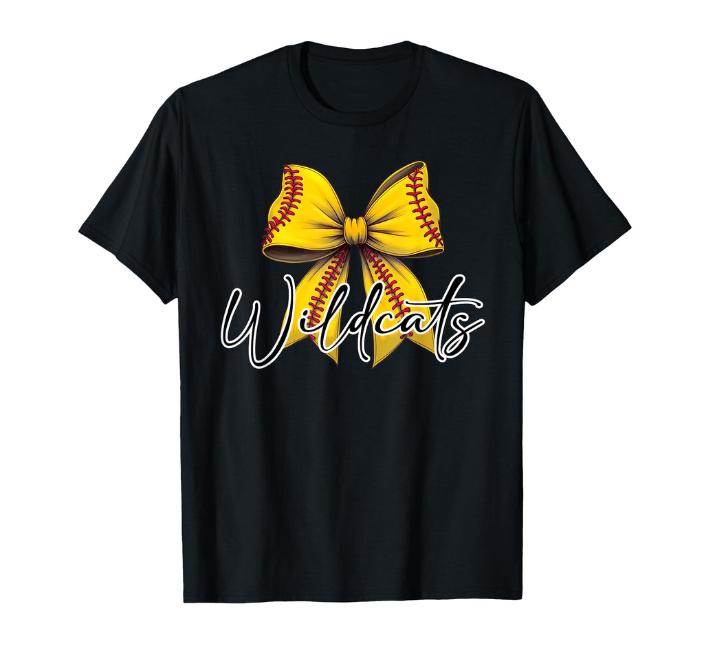Wildcats Softball Coquette Bow T-Shirt - Trendy Graphic for Adults - T-Shirt, Sweatshirt, Hoodie