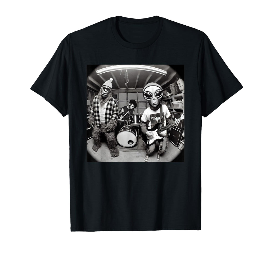 Garage Band Funny Bigfoot Alien 90S T-Shirt - Fun Novelty Design Unisex - T-Shirt, Sweatshirt, Hoodie